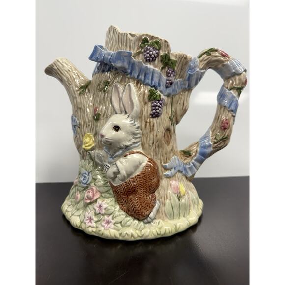 Fitz & Floyd Other - vintage Fitz and Floyd "Bunny Hollow" Tree Trunk Pitcher 1989 1.5 Qt